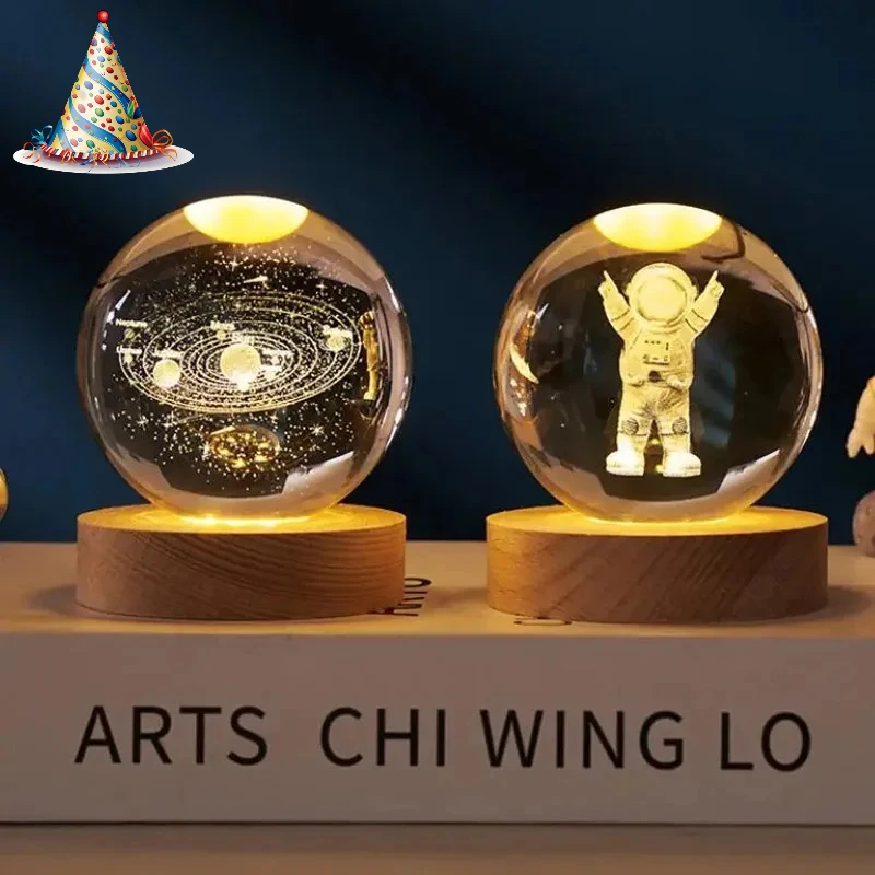 جديد عيد الميلاد هدايا عيد الميلاد 6cm 3D كريستال بول كريستال كوكب ضوء الليل الليزر محفورة النظام الشمسي عيد ميلاد سطح المكتب الديكور