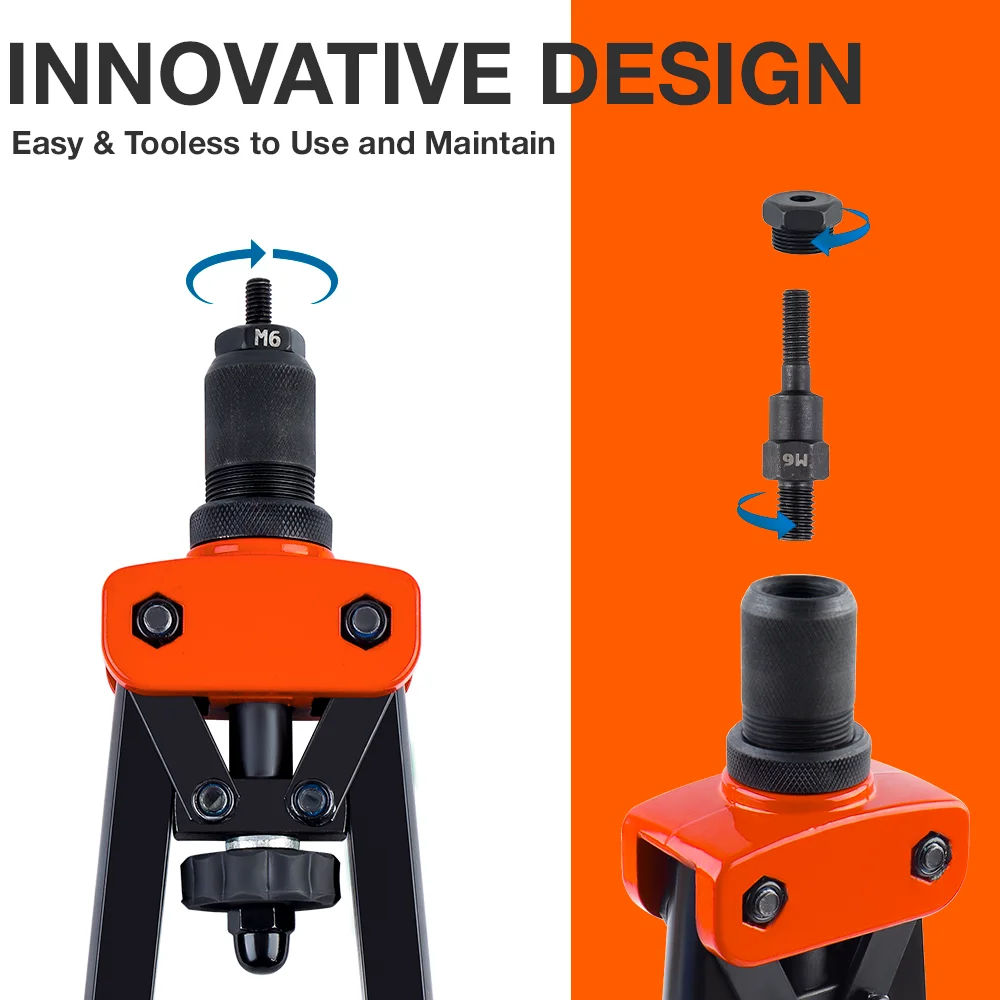 New Manual Rivet Nut Gun M3 M4 M5 M6 M8 M10 Home Rivet Machine, DIY Insert Nut Quick Rivet Tool with Tool Box,Cordless Rivet Gun