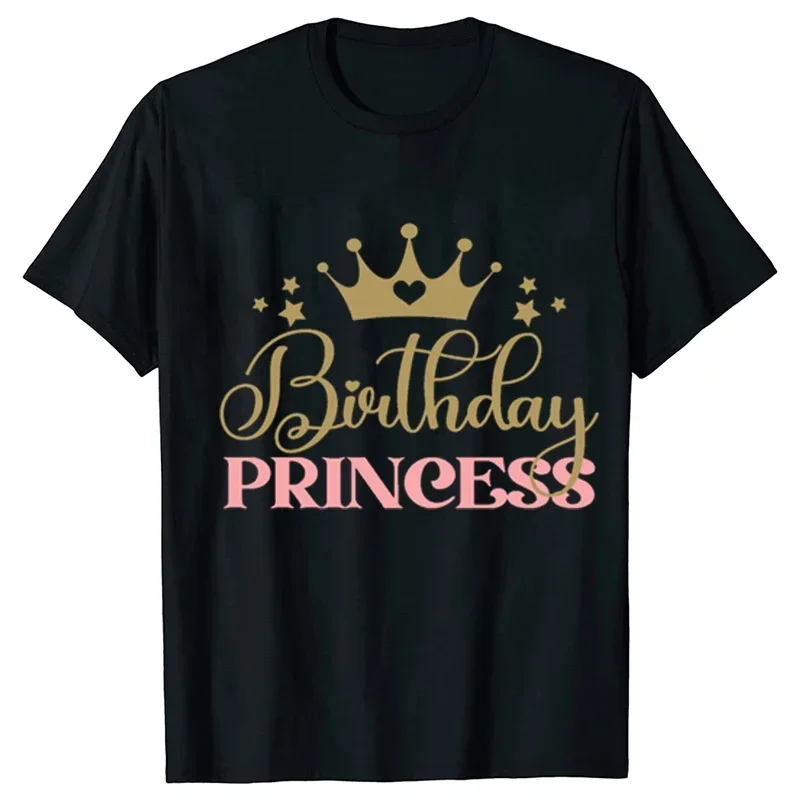 Custom Birthday Princess T-shirt DAD MOM Brother Sister Family Gathering Tees Girls Birthday Party Tshirt Aesthetic Clothing Top