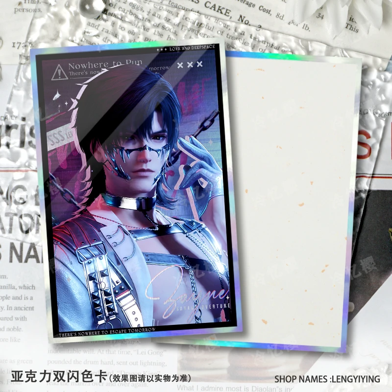 새로운 사랑과 Deepspace Rafayel Xavier Caleb Sylus Zayne 크리 에이 티브 애니메이션 게임 주변 더블 플래시 만화 카드 아크릴 장식품
