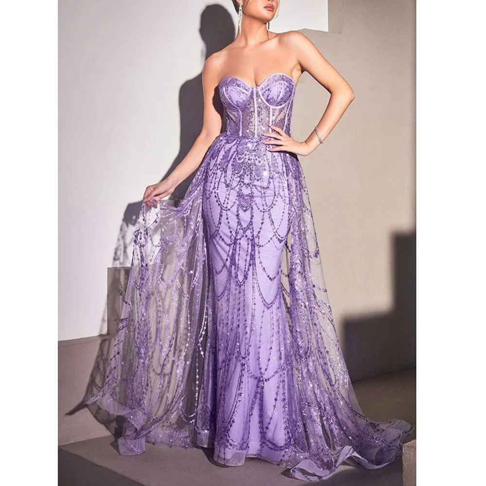 Exquisite Green Purple Rose Red Blue Evening Party Dresses Sweetheart Floor Length Trumpet Shiny Women Prom Banquet Gowns