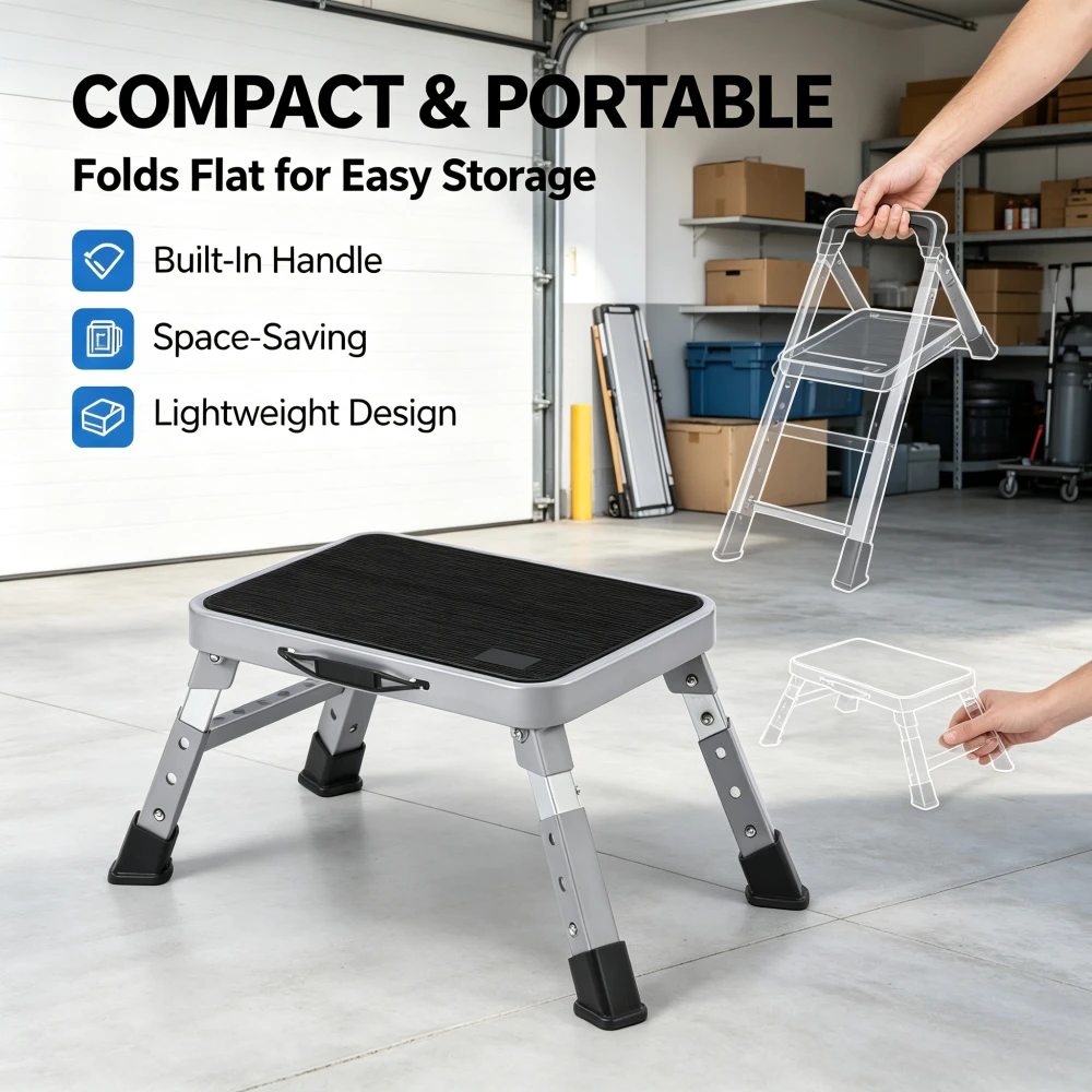 Outdoor Portable Multifunctional Retractable Folding Ladder Stool Indoor Lifting Folding Ladder Stool Adjustable Height