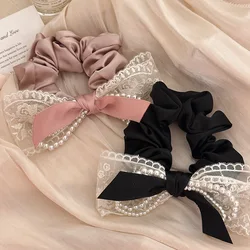 Hair accessories for women girl elastic bands ties rubber scrunchies korean fashion bow sweets kpop popular ribbon pearl fairy