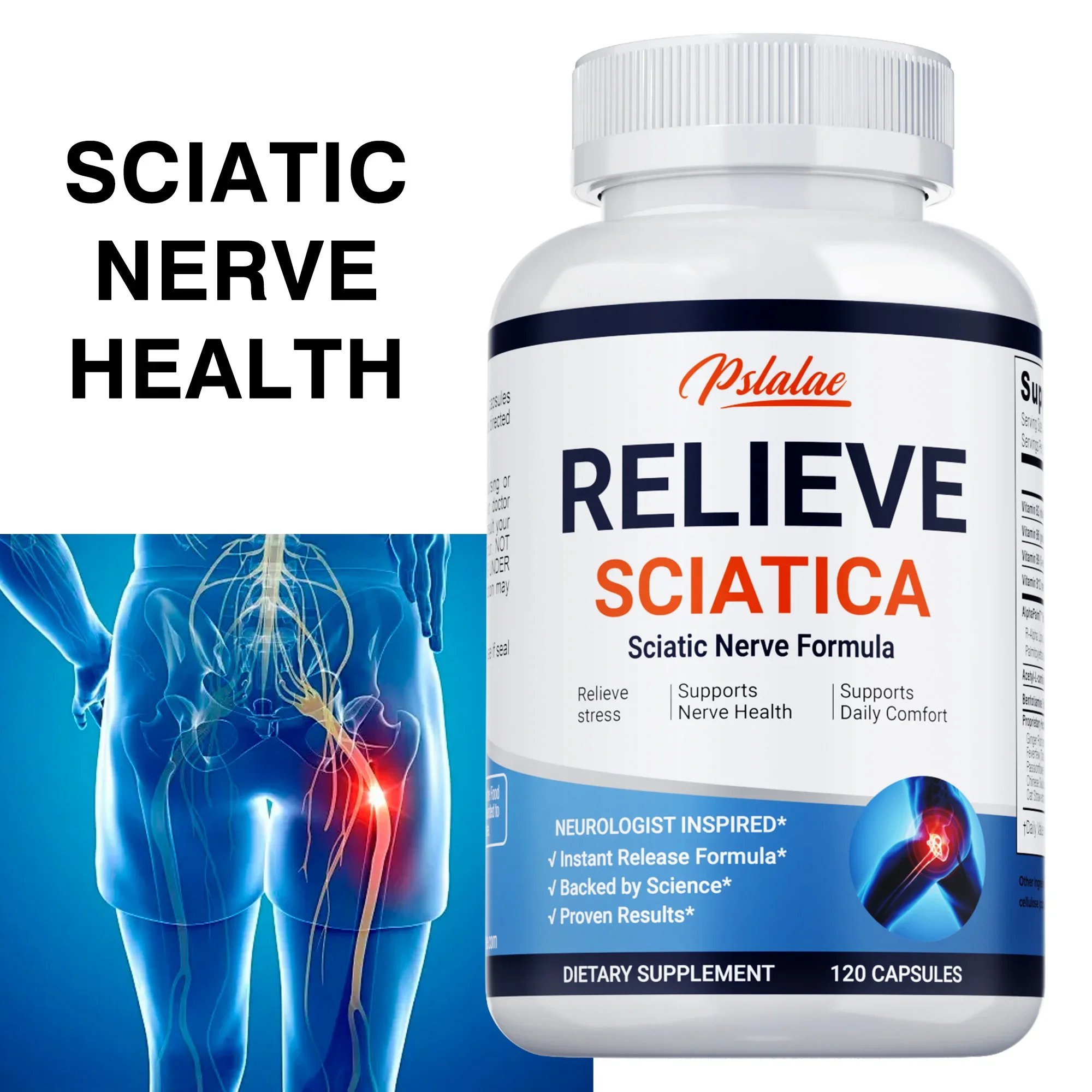 

Relieve Sciatica Capsules - Reduce Joint Pai,Restore Mobility, Balance Inflammation,Support Nerve & Bone Health - 120 Capsules ﻿