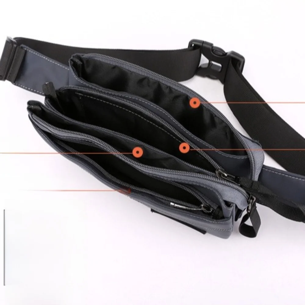 

Мужская поясная сумка с защитой от брызг, однотонная нейлоновая сумка на ремне с несколькими карманами, многофункциональная мужская поясная сумка с регулируемым ремешком