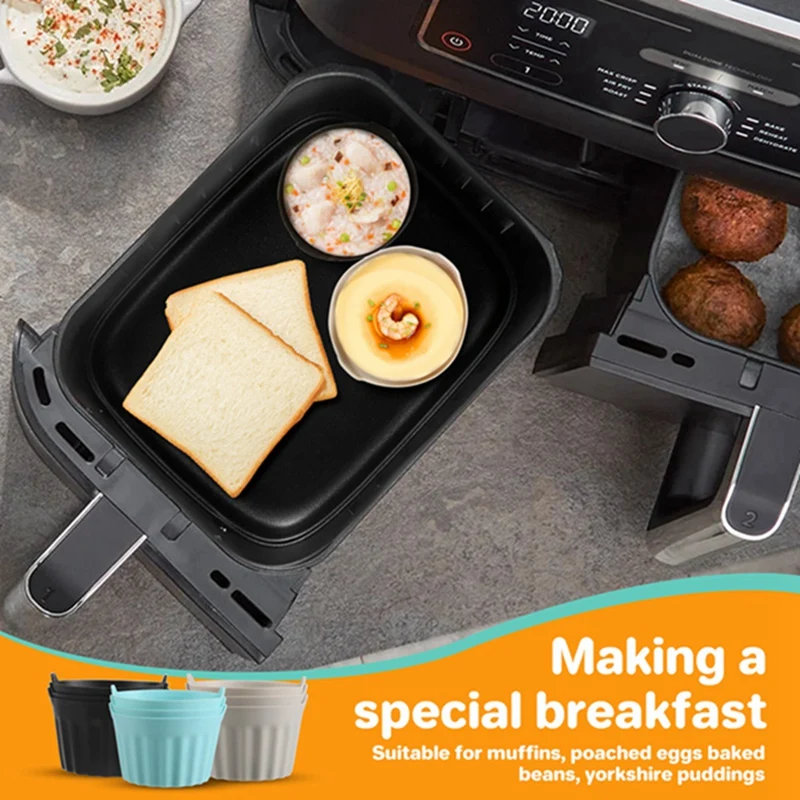 BAAG-9PCS Air Fryer ไข่ Ramekins Nonstick ซิลิโคนไข่กัดแม่พิมพ์มัฟฟิน Liner ถ้วยไข่สําหรับไมโครเวฟ