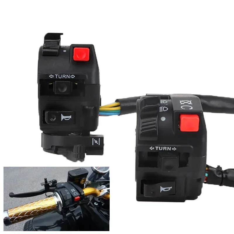 

Для Honda Yamaha KTM Kawasaki Taotao Sunl и т. д. ATV Электрический переключатель запуска, звуковой сигнал поворота, переключатель индикатора, кнопка дальнего ближнего света