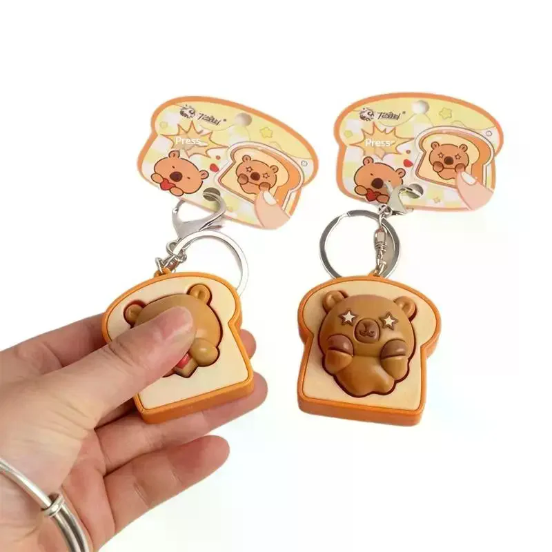 Mini Steamed Bun Stress Relief Keychain, Slow Rebound Soft Squeeze Decompression Toy Fidget Clicker Key Ring Bag Pendant Gifts