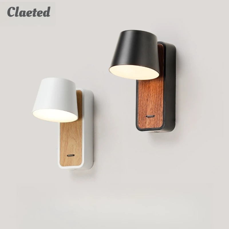 

Rotating LED Bedside Wall Lamp Hotel and Homestay Rooms Bedroom Bedside Reading Light with Switch Minimalist Lighting Fixture
