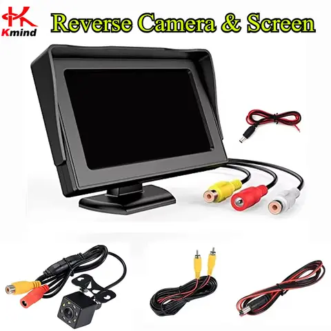차량 주차용 모니터가 장착된 4.3인치 자동차 후방 카메라 범용 HD 후진 카메라 LCD 고화질 디스플레이 화면