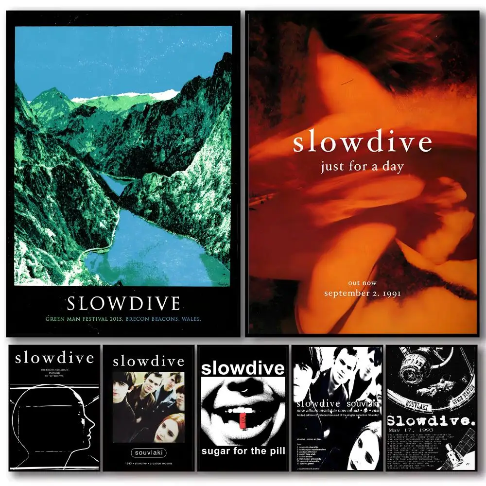 Rock Band Album S-Slowdive Poster Decorative Stickers Wall Art Mural Photo Design for Home Living Room Hallway Decor Gift