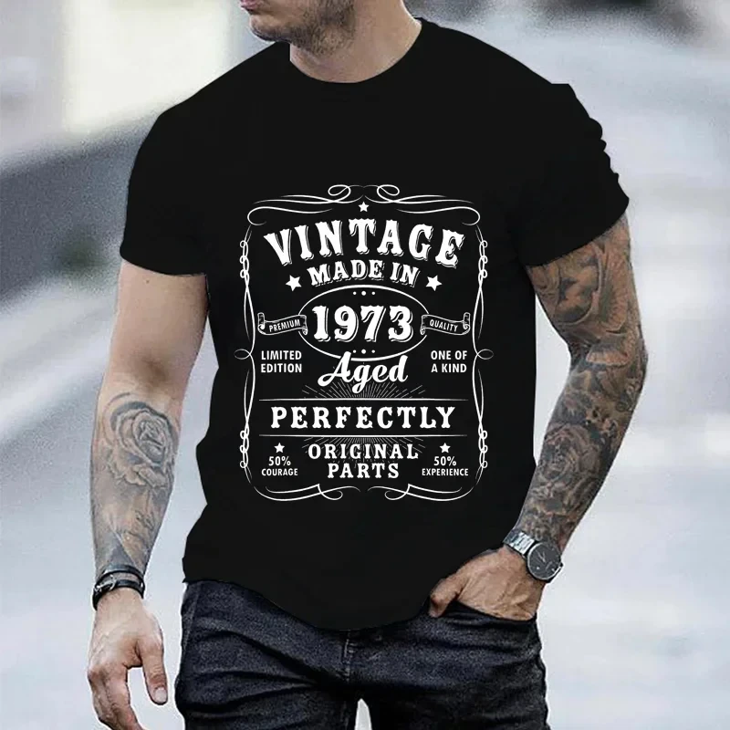 

1973 50th Birthday Tshirts T-shirt Vintage 1973 Men Short Sleeve Tops Street 1973 T Shirt for Men T Shirt Oversize Tee Shirt Man
