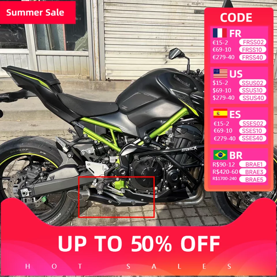 

Для KAWASAKI Z900 Z900E Z900 мотоциклетная выхлопная система, средняя звено трубы, теплозащитный экран из углеродного волокна, защита от ожогов