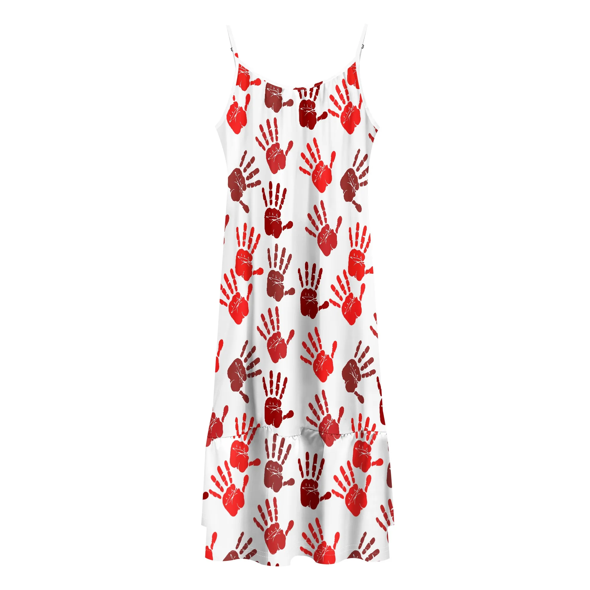 Letnia sukienka midi w stylu boho z nadrukiem ręcznym dla kobiet na codzienne wypadki, zakupy i pikniki