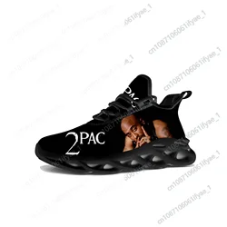 2Pac Hip Hop raper płaskie trampki męskie damskie gorące buty do biegania sportowe buty sportowe sznurowane siateczkowe obuwie szyte na miarę czarne buty