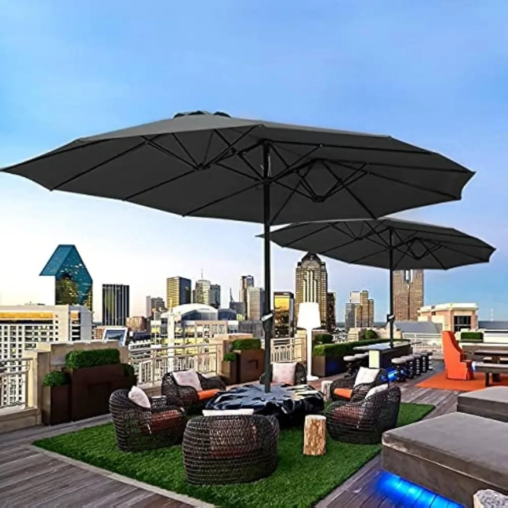 

15ft Double Sided Parasols, Backyard Canopy with Optional Cover & Umbrella Base Weights for Stability, Durable Outdoor Use Desig