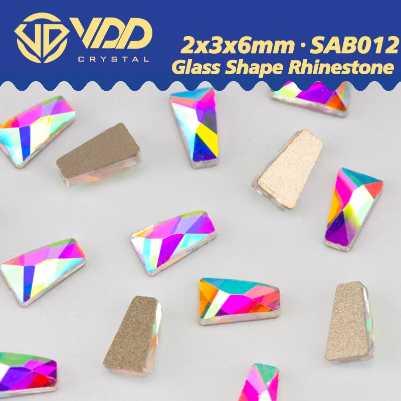 VDD 2x3x6mm 100/500/1440 Stück Form Glas Kristall Strasssteine Farbe AB Flache Rückseite Glitzer DIY Nagelkunst Dekorationen SAB12 – Detail 3