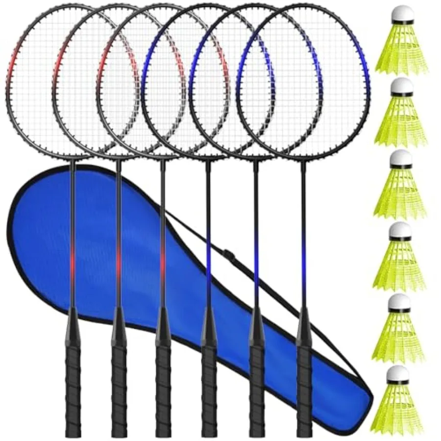 

KH Badminton Rackets Set of 2 4 6 for Adults Beach Lawn Backyard Game Outdoor Sports Racquets Shuttlecocks Carry Bag Included