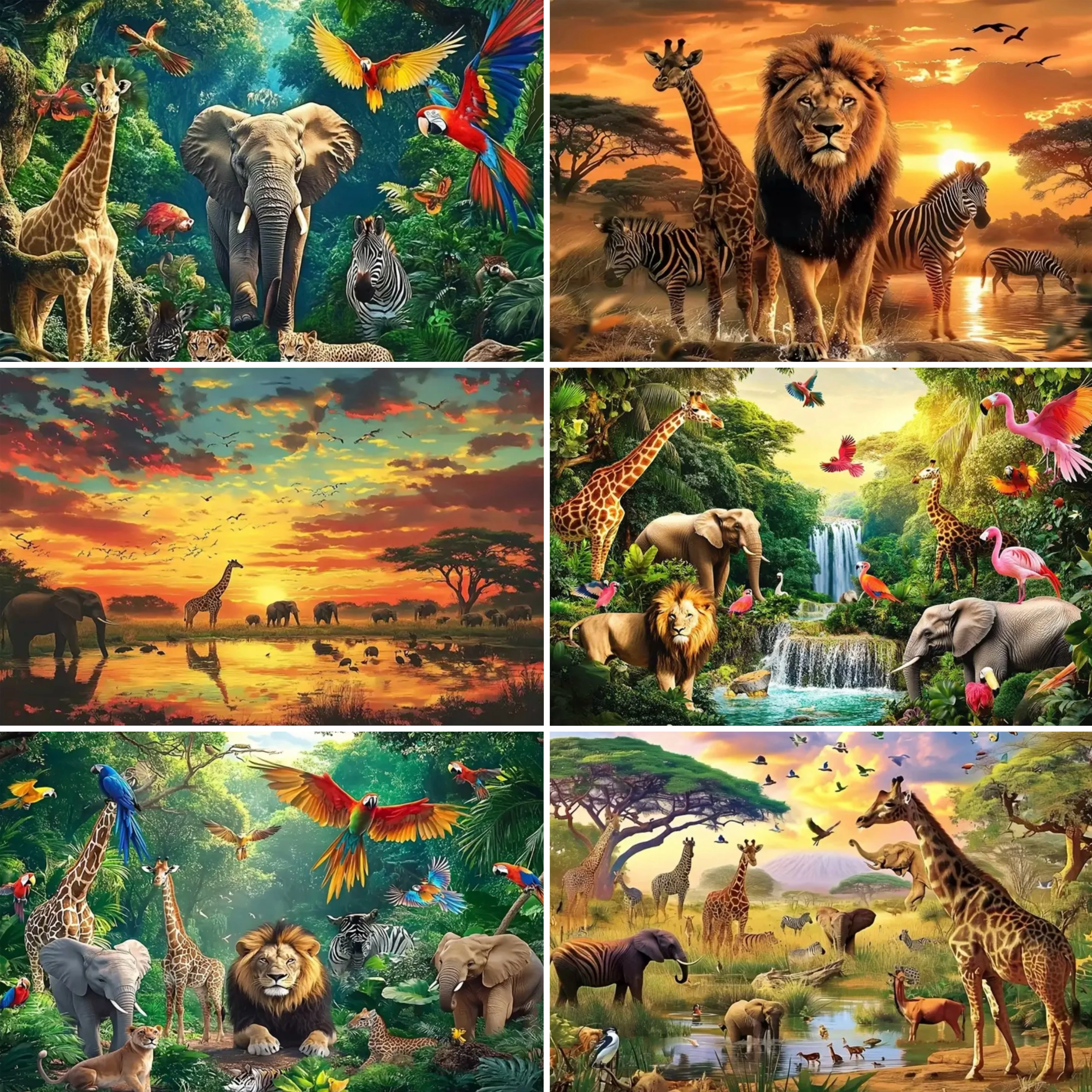 Animal World Backdrop Jungle Animals Tropical Desert African Wildlife Hunting Decor  Backdrop Men's Birthday Party Decor Supplie