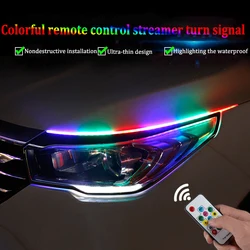 2Pcs RGB Flowing DRL LED Strip Turn Signal Lamp APP Remote RGB Flexible LED Daytime Running Lights For Car Headlight Waterproof