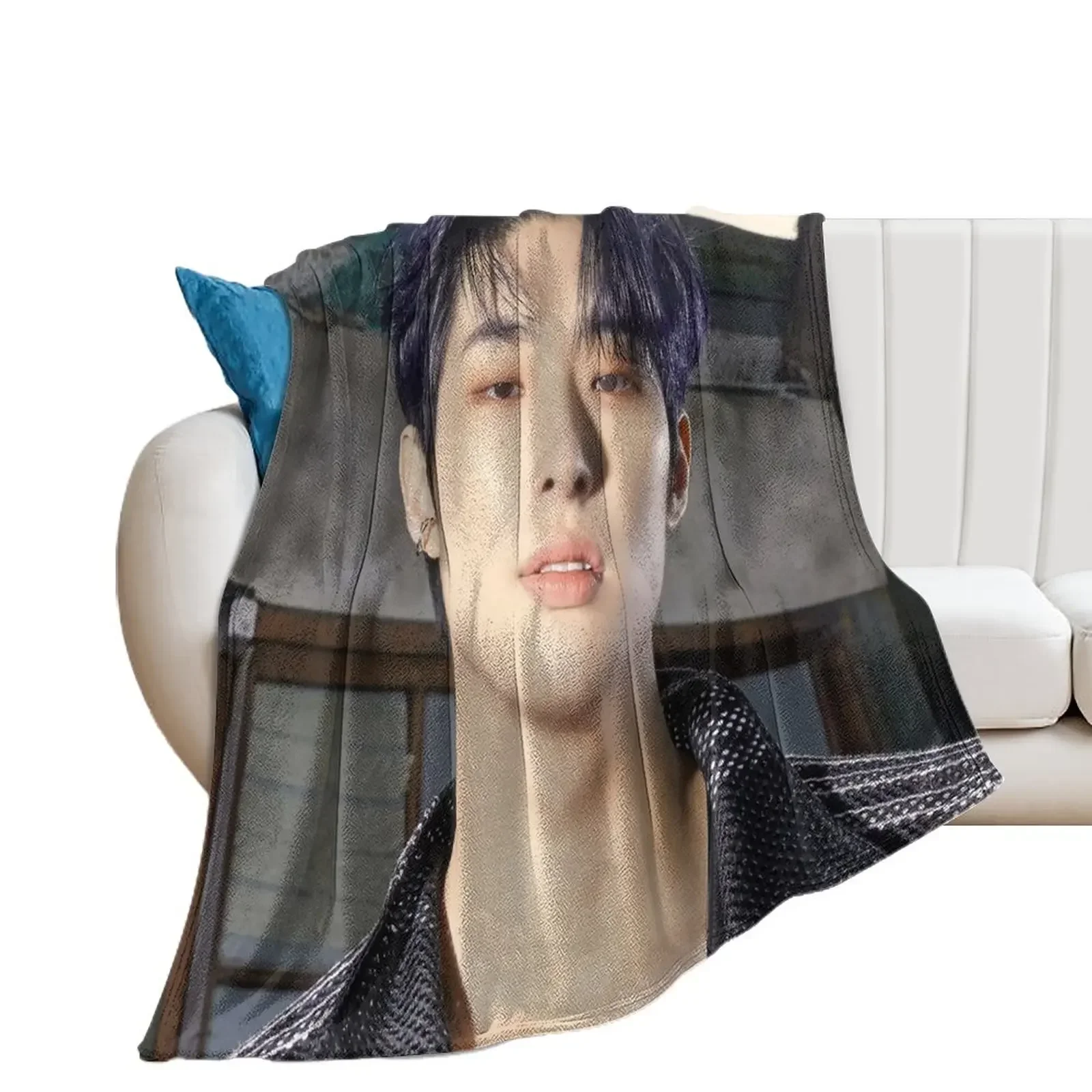 Ateez Mingi Throw Blanket funny gift Quilt Hairy Blankets