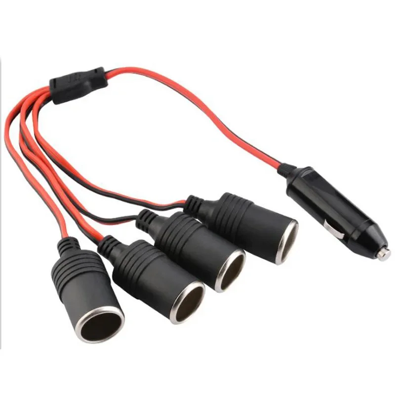 Universal 180W 4 Ways Triple Car Cigarette Lighter Splitter Female Socket Plug Power Adapter Connector, in 12V 24V Out 12V 15A