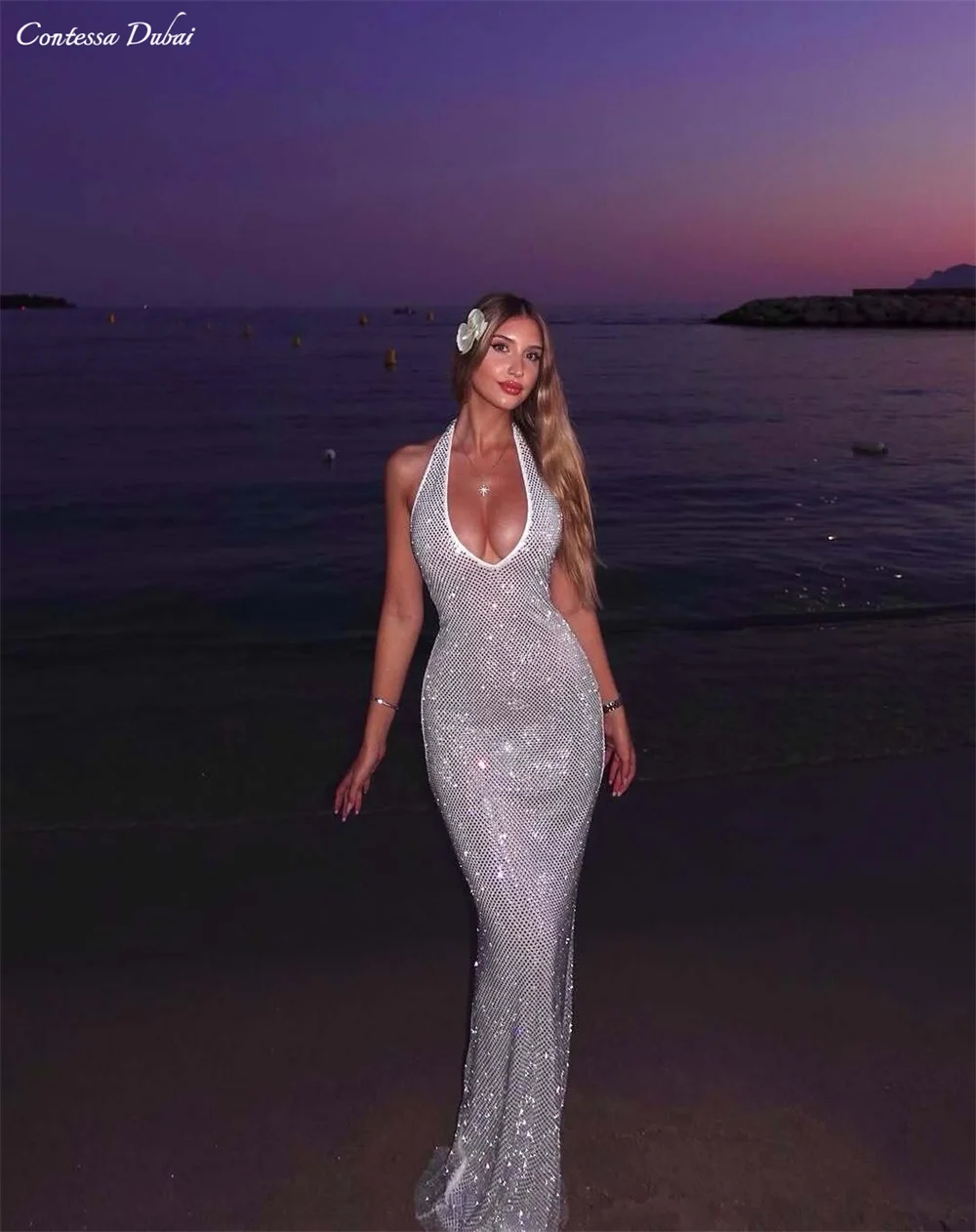 

Сексуальное платье для выпускного вечера Contessa Dubai на заказ с блестящими драгоценными камнями Vestidos de noche Русалка Вечернее платье для мероприятий 2025