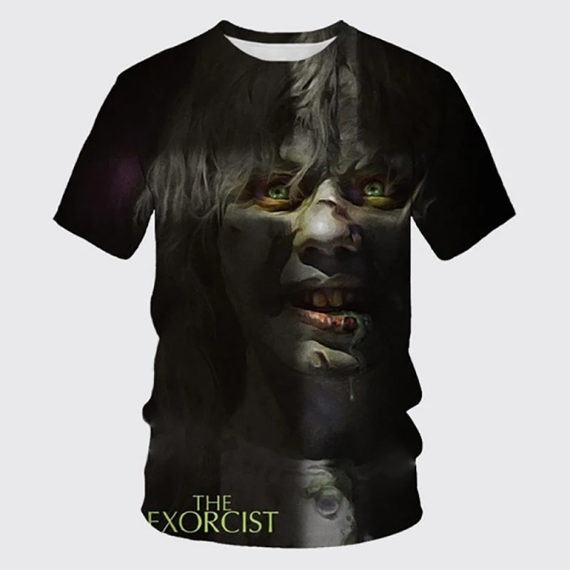 Summer The Exorcist T-Shirts Horror 3D Print Streetwear Men Women Fashion Oversized Short Sleeve T Shirt Kids Tees Tops Clothing