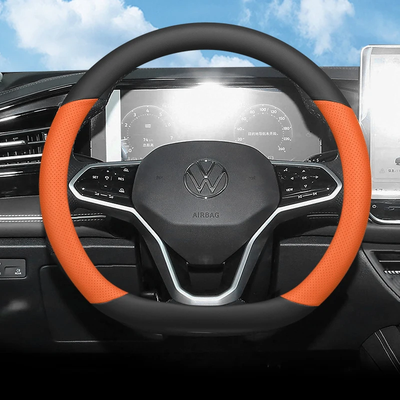 Leather Car Steering Wheel Cover for Volkswagen Tiguan 2015 2016 2017 2018 2019 2020 2021 2022 2023 2024 2025 2026 Accessories view 6