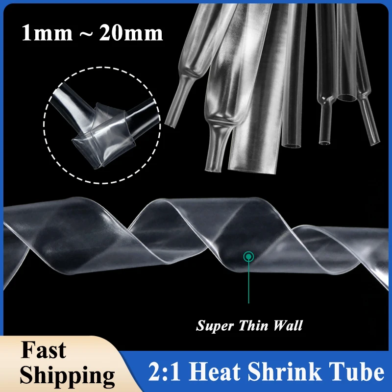 

1~100m 2:1 Heat Shrink Tube 1 2 3 4 5 6 7 8 10 - 20mm Super Thin Wall Flexible Shrinkable Earphone Line Audio Cable Sleeve Wrap