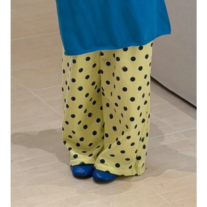 

Girls Pants 2026 Spring New Korean Version Yellow Polka Dot Casual Pants Versatile and Stylish Daily Wear