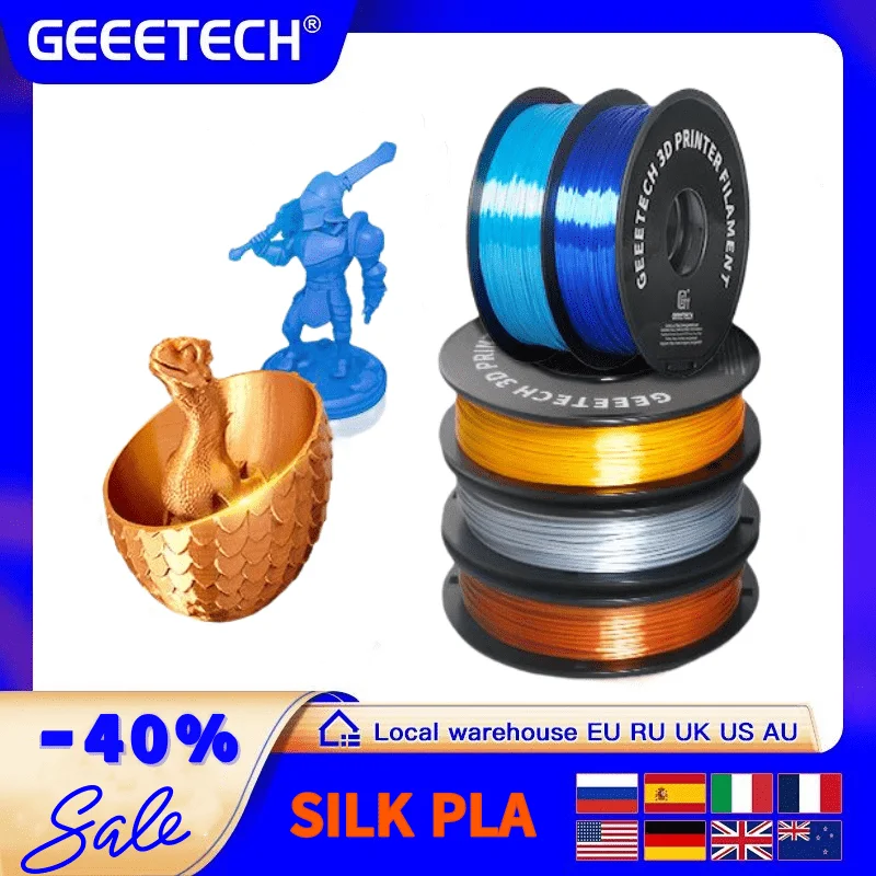 GEEETECH 3d Silk PLA Filament 1kg1.75mm Spool Wire For 3D Printer Material,Safety, Vacuum packaging, special color, Bubble free