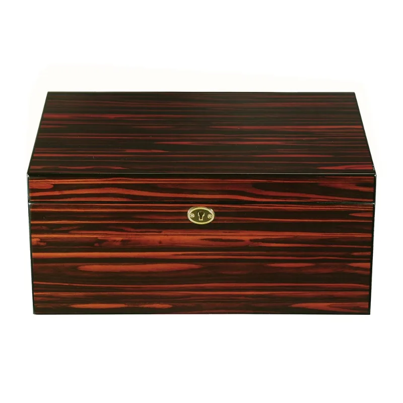 Large Capacity 100 High Gloss Wooden Desktop Cigar Humidor Display Box with Humidifier and Hygrometer