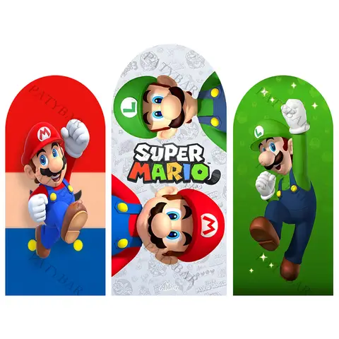 Arch Kids Super Red Green Bro Theme Background Boy Birthday Party Backdrop Polyester Arch Banner Photography Props