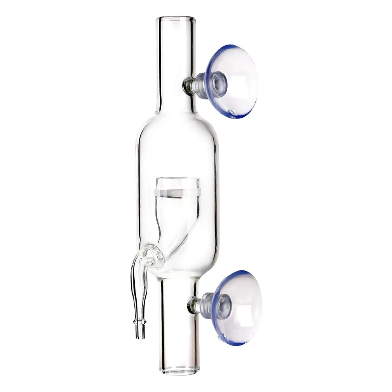 Glass Inline CO2 Diffuser with Suction Cups for Aquarium Planted Clear Glass 2 Sizes Aquarium Supply Accessories