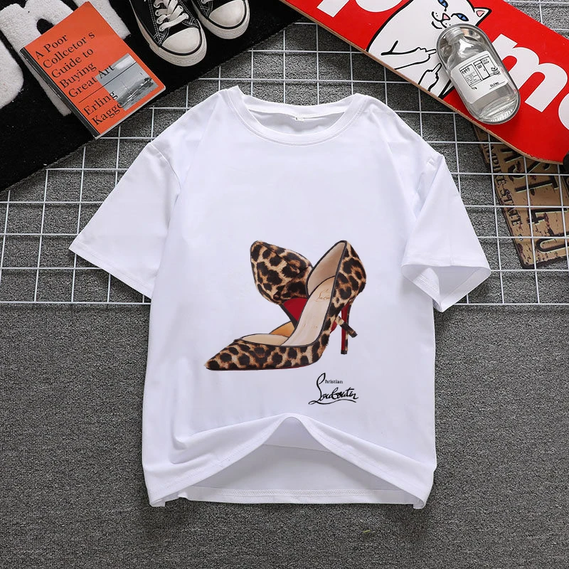 Women'S T-Shirt Casual High-Heel T-Shirt Fashion Printed Short-Sleeved Tops And T-Shirt Graphics T-Shirt Harajuku Female Clothes