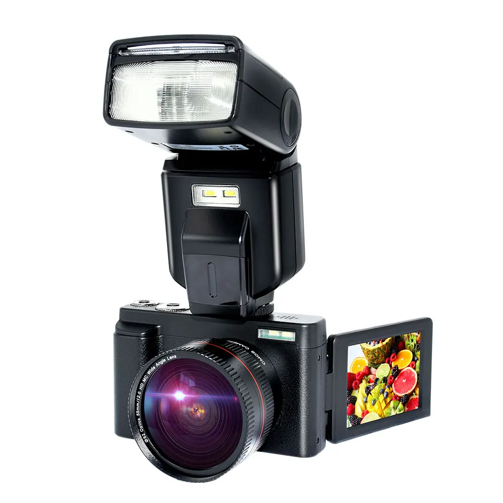 Chinese Low Price 2.7K Dslr Photo Camera Kit Digital Video Dslr Camera With Lens Flash Light