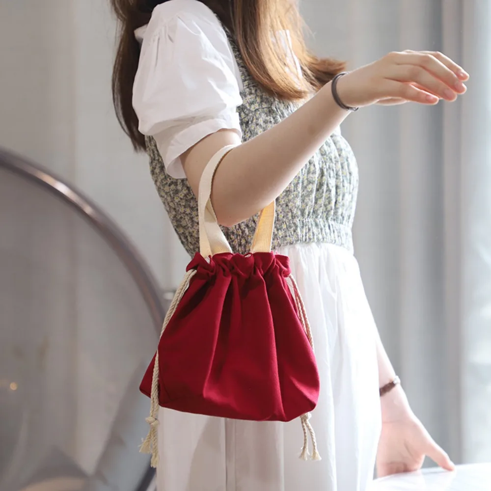 Kawaii Drawstring Storage Bag Large Capacity Solid Color Cartoon Cosmetic Bag Coin Purse Make Up Pouch Bag Small Item Pouch