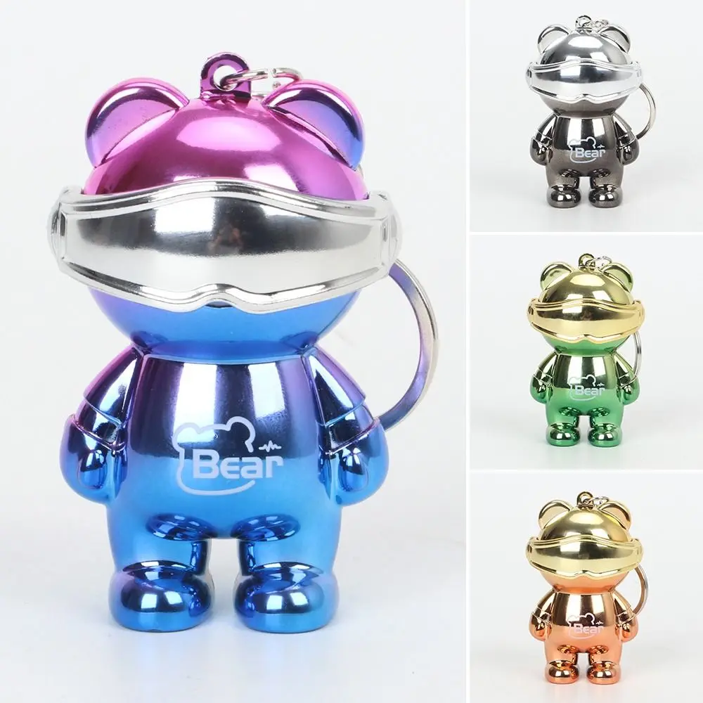 

Cute Cartoon Glowing Eye Mask Bear Keychain Gradient LED Light Keychain Flashlight Bear Keyring Outdoor