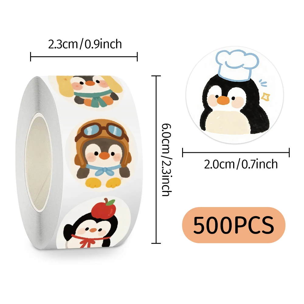 500 Stück/Rolle Niedliche Pinguin-Meme-Aufkleber Kreative Tier-Dekorationsaufkleber für Gepäck, Telefon, Gitarre, Scrapbook Klassisches Kinderspielzeug