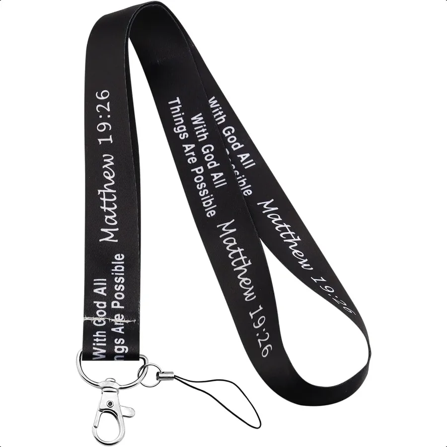 

Christian Lanyard ID Holder Bible Verse Matthew 19:26 Gift With God All Things Are Possible
