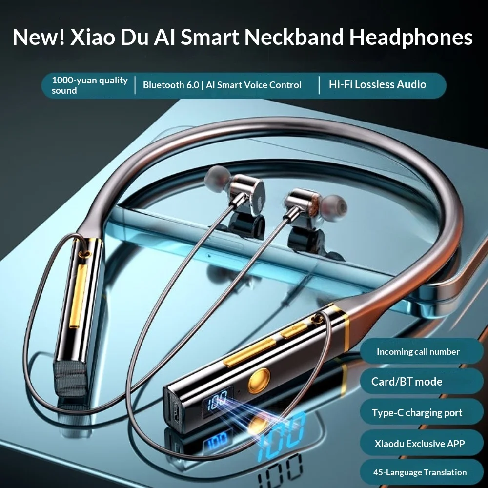High Appearance Value Neck-hung Bluetooth Headphones 2025 New Version Noise Cancellation HIFI Sound Quality Ultra-Long Battery L view 2