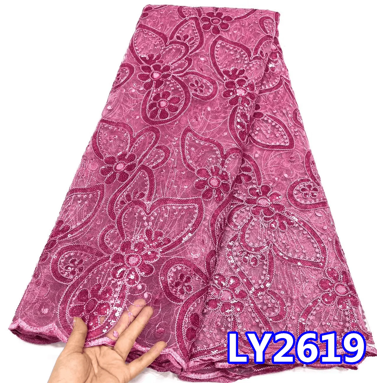 High Quality African Nigerian Tulle Lace Fabric Embroidery Party Dress Sequins French Guipure Fabric For Sewing 5yards PL298-2