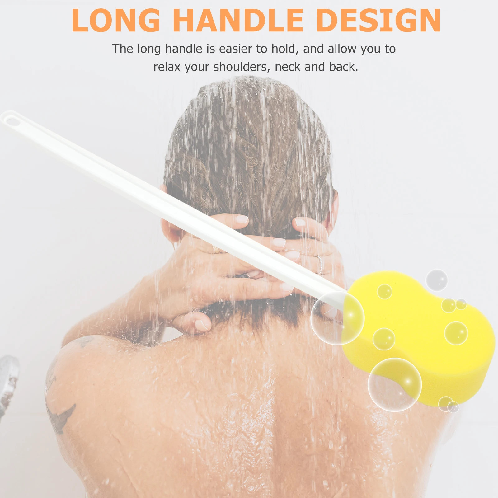 

Long Handle Back Scrubber Shower Brush Sponge Stick for Body Cleaning Bathing Soft Bristles Fine Workmanship Bath Sponge
