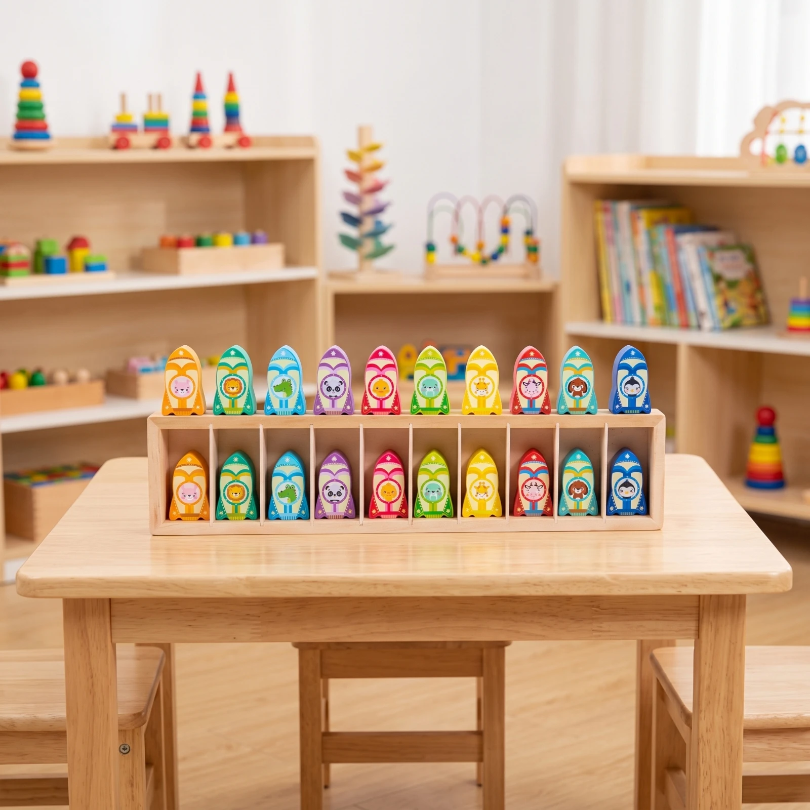 Wooden Memory Game with Tray Educational Wooden Memory Matching Game Tabletop Cognitive for Preschoolers, Playroom, Preschool