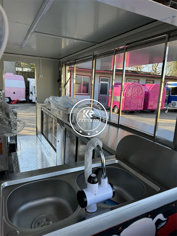 Concession Food Truck Trailer, voll ausgestatteter Catering-Anhänger, Eiscreme-Wagen, Straßensnack, Kaffee-Kiosk, Food Truck, mobile Küche