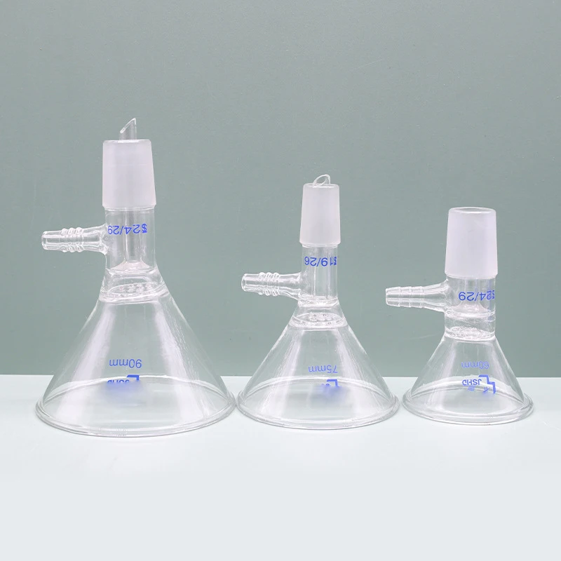 Glass triangular filter funnel 19 24# laboratory 60 75 90 100 120mm porous funnel heat-resistant and high-temperature resistant