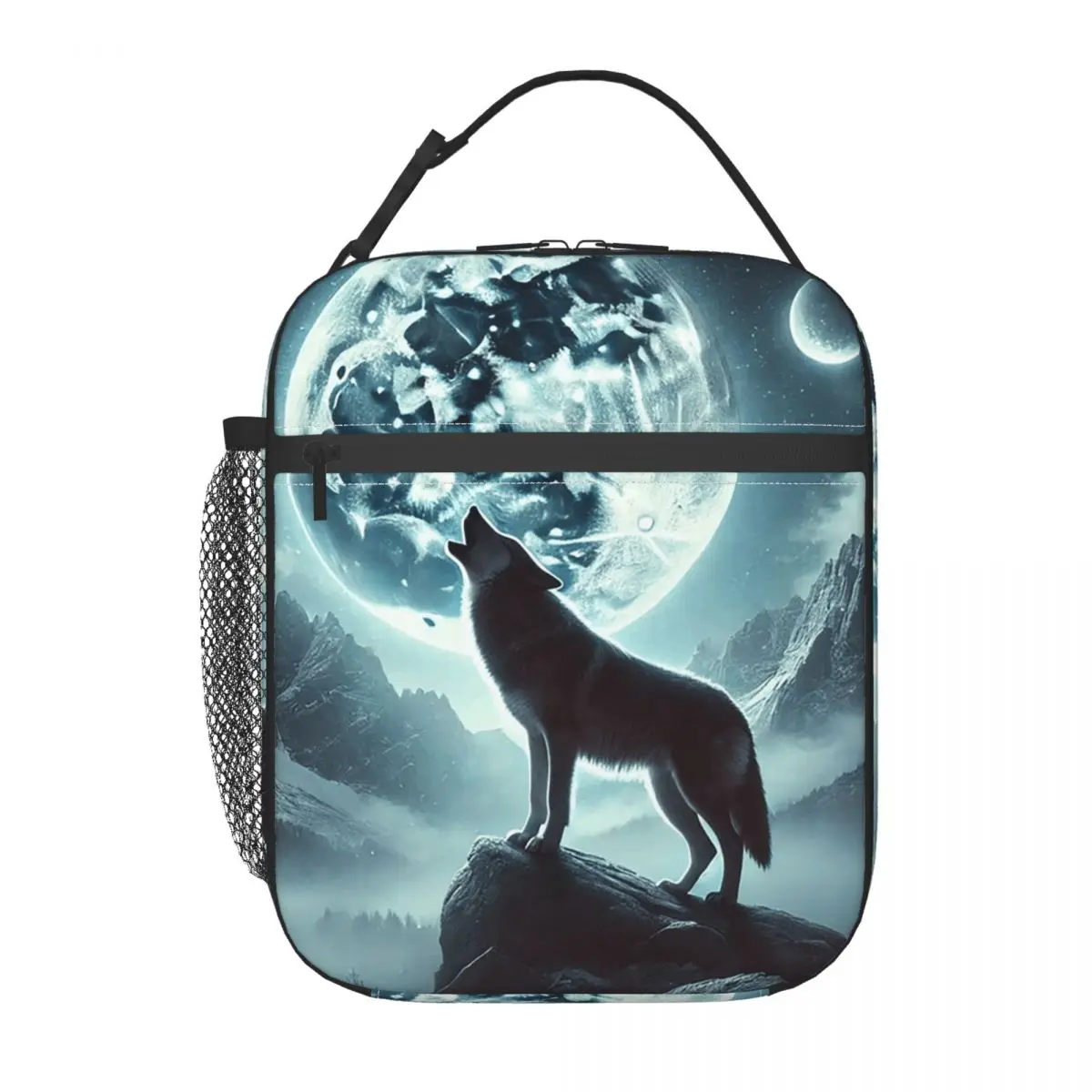 Howling Wolf Under The Moonlight Print Insulated Lunch Bag for Women Office Cooler Thermal Food Box Tote Lunch Boxes