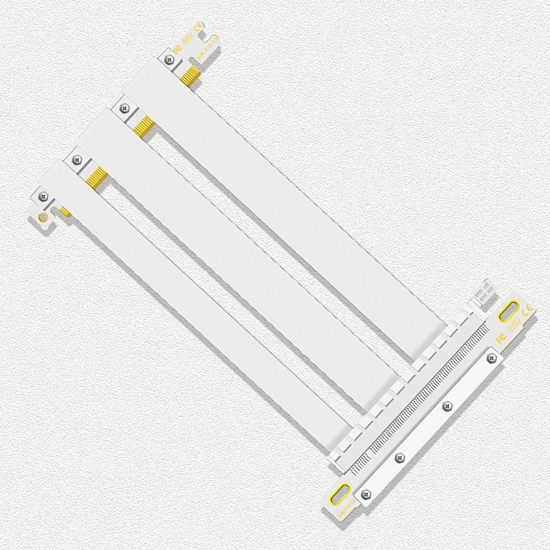 Kabel Konektor Balik Ganda PCI Express 5.0 Yang Baru Direvisi Putih PCIe 5.0 X16 Riser Terlindung Ekstrim Dirancang untuk Sasis ITX