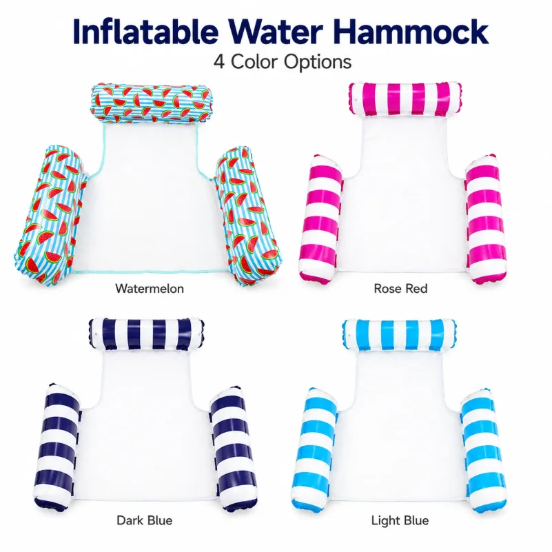 Inflatable Water Hammock Pool Float with Mesh Center, Portable Floating Lounger for Pool, Beach, Vacation and Summer Relaxation